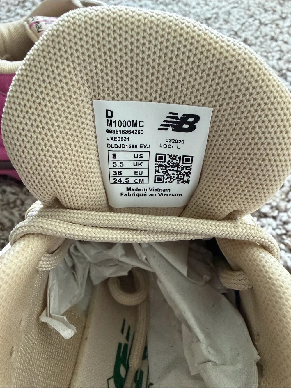 New Balance 1000 Pink Green Cream Running Sneakers - Picture 5 of 10